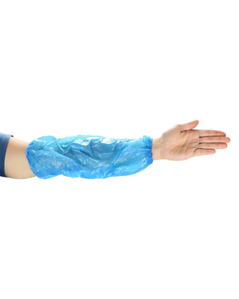 (1000/Case) 18" Disposable Blue Plastic Arm Sleeves