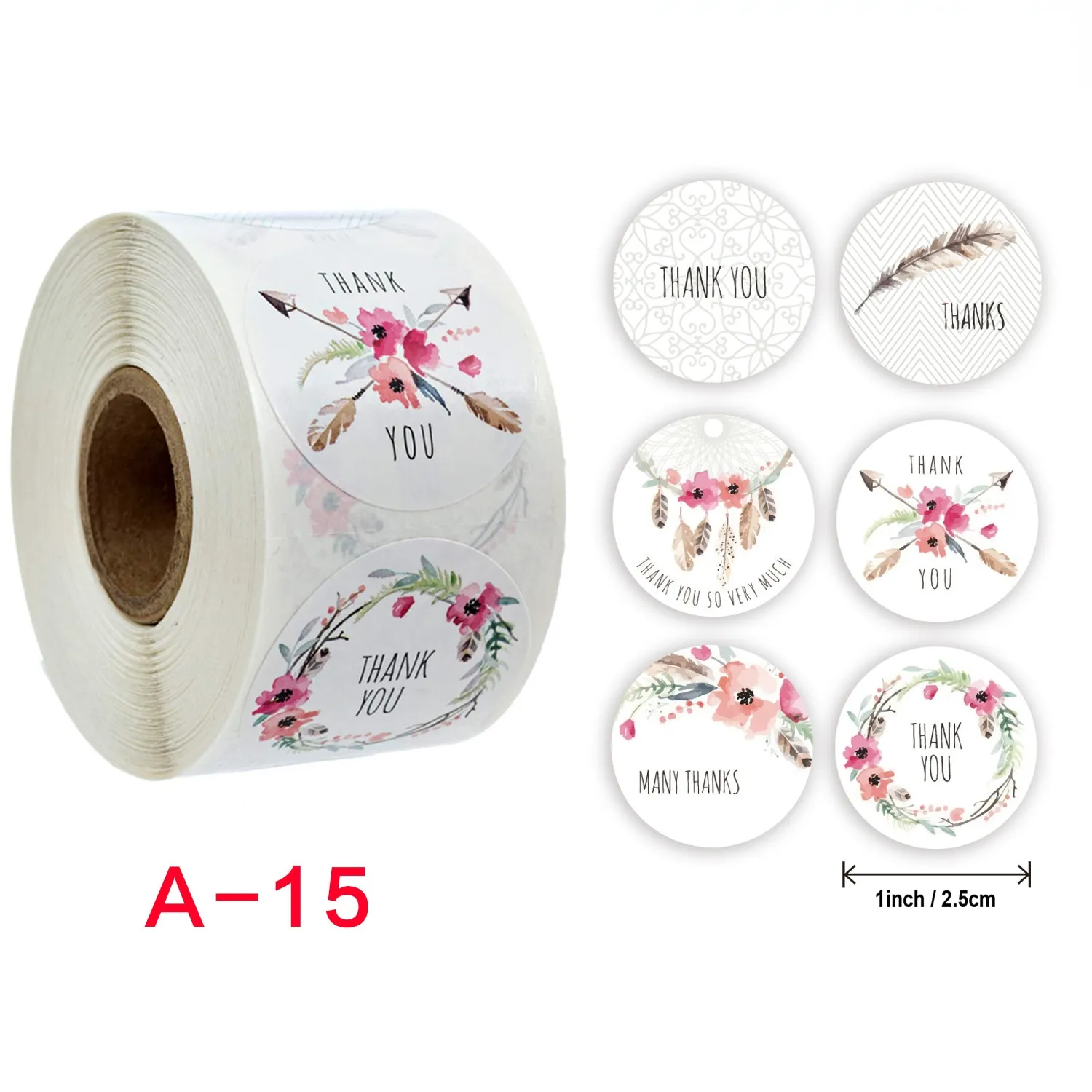 1000PCs Hand-Painted Flower Thank You Sticker Adhesive Label Gift Food Sticker