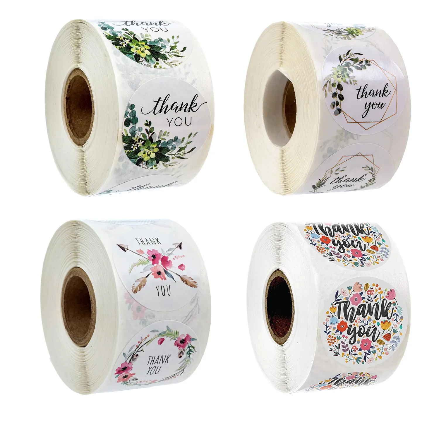1000PCs Hand-Painted Flower Thank You Sticker Adhesive Label Gift Food Sticker