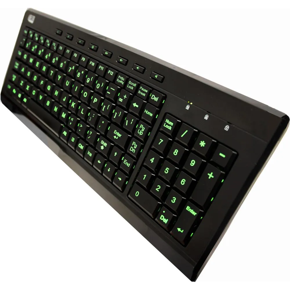 Adesso AKB-120EB SlimTouch 120 3-Color Illuminated Compact Multimedia Keyboard