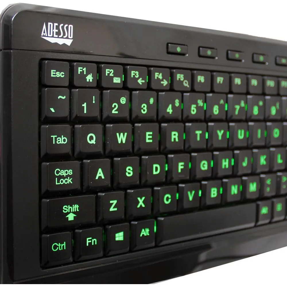 Adesso AKB-120EB SlimTouch 120 3-Color Illuminated Compact Multimedia Keyboard