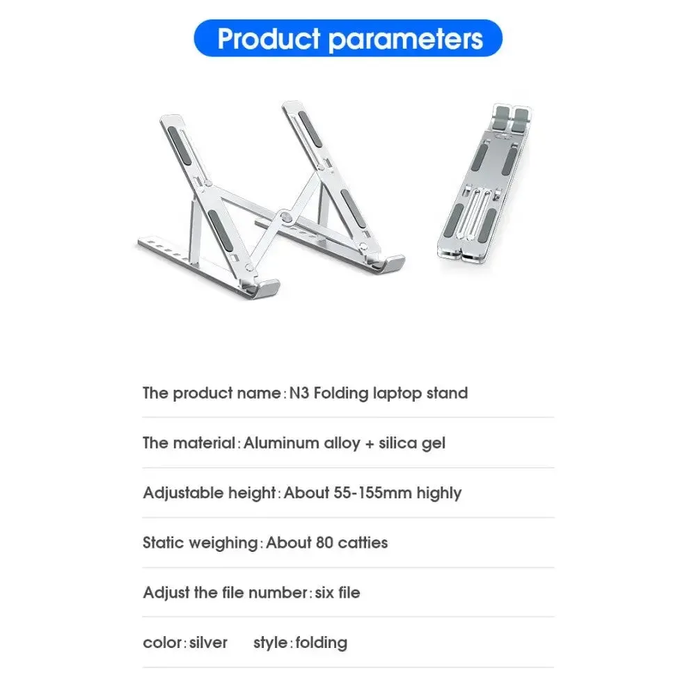 Adjustable Aluminum Cooling Pad Laptop Stand for Macbook Laptop Computer