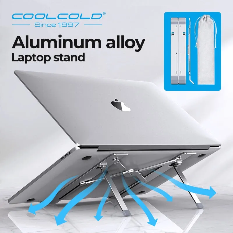 Aluminum laptop stand with adjustable height