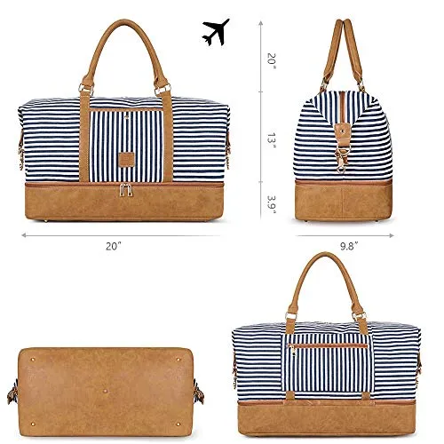 Canvas Duffel Weekender Bag with Shoe Compartment