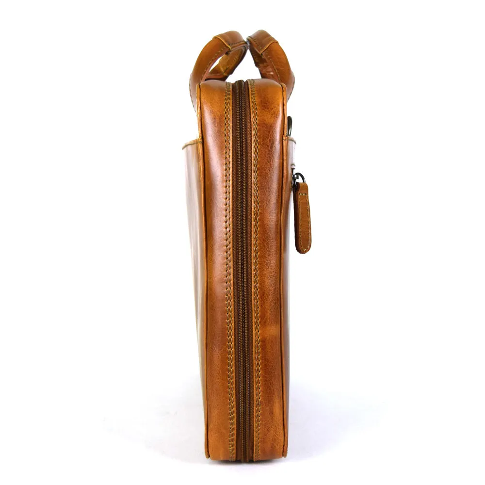 Colorado Organizer Portfolio in Cognac color - glossy finish repellent wather protection - LAST UNIT - FINAL SALE - no exchange