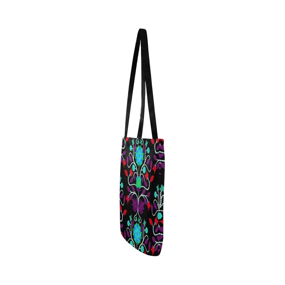 Floral Beadwork Four Clans Winter Reusable Shopping Bag (Two sides)