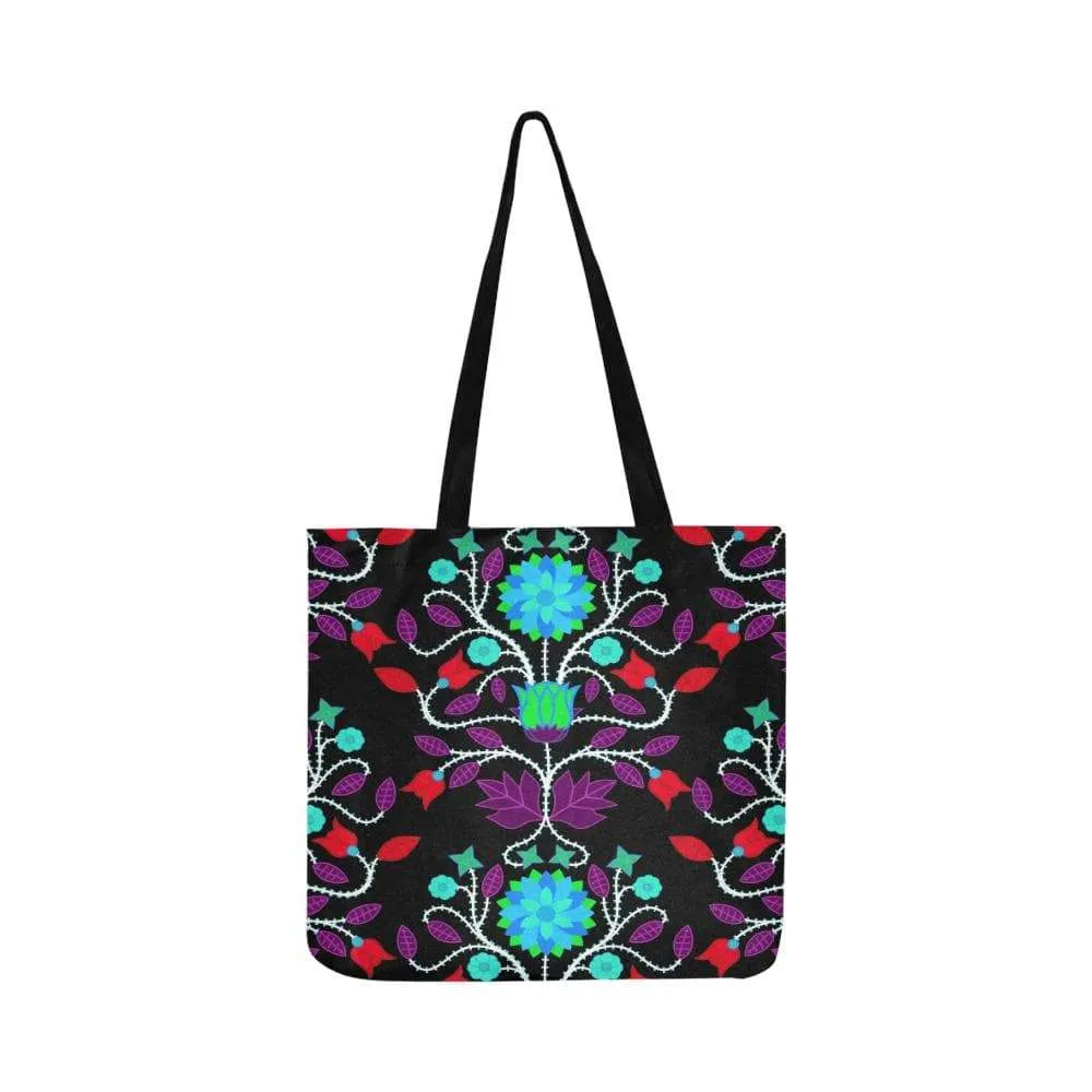 Floral Beadwork Four Clans Winter Reusable Shopping Bag (Two sides)