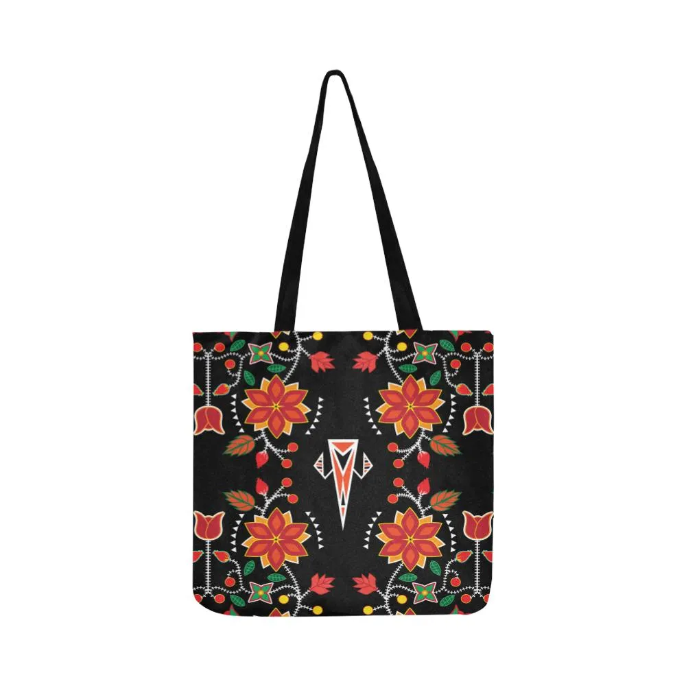 Floral Beadwork Six Bands Reusable Shopping Bag (Two sides)