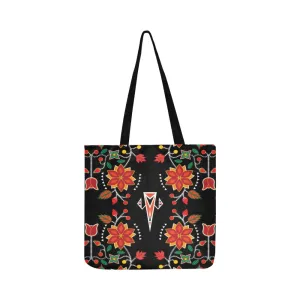 Floral Beadwork Six Bands Reusable Shopping Bag (Two sides)