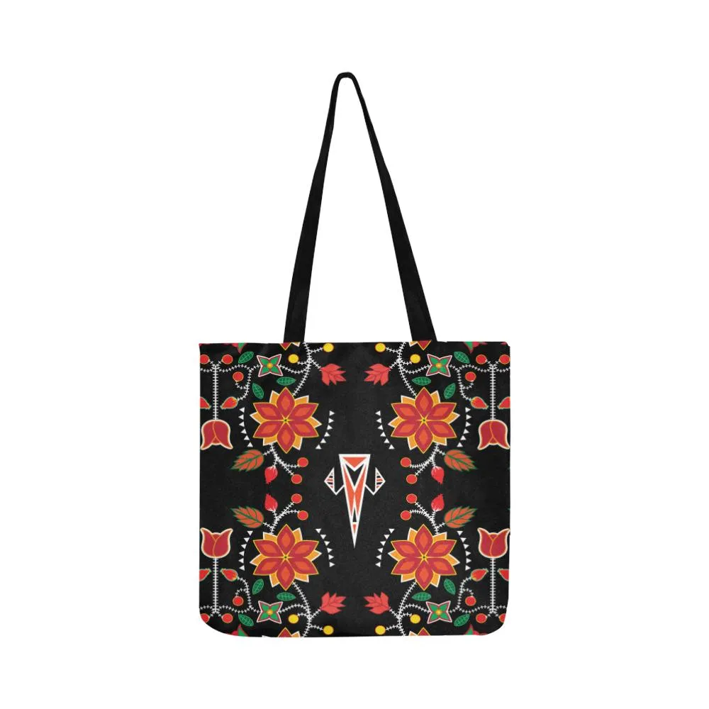 Floral Beadwork Six Bands Reusable Shopping Bag (Two sides)