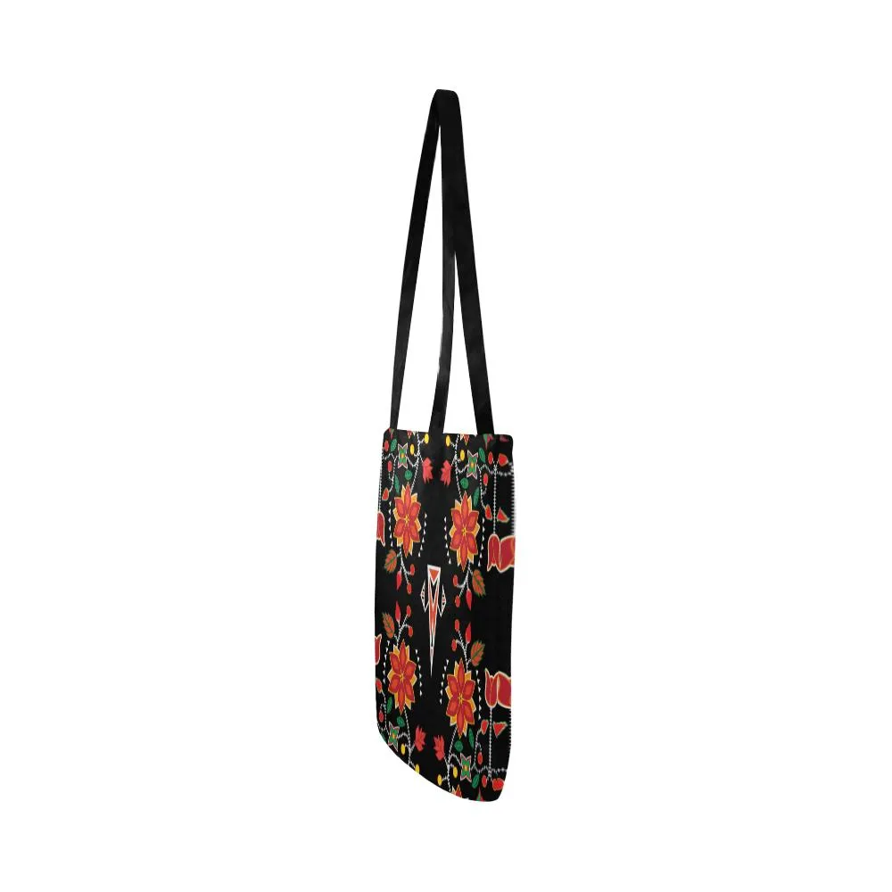 Floral Beadwork Six Bands Reusable Shopping Bag (Two sides)