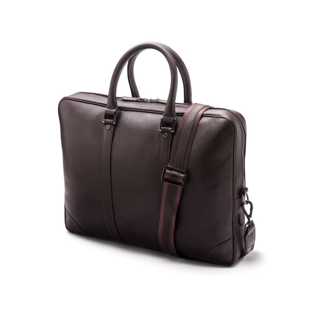Gainsborough Leather 15" Laptop Bag - Brown With Gunmetal