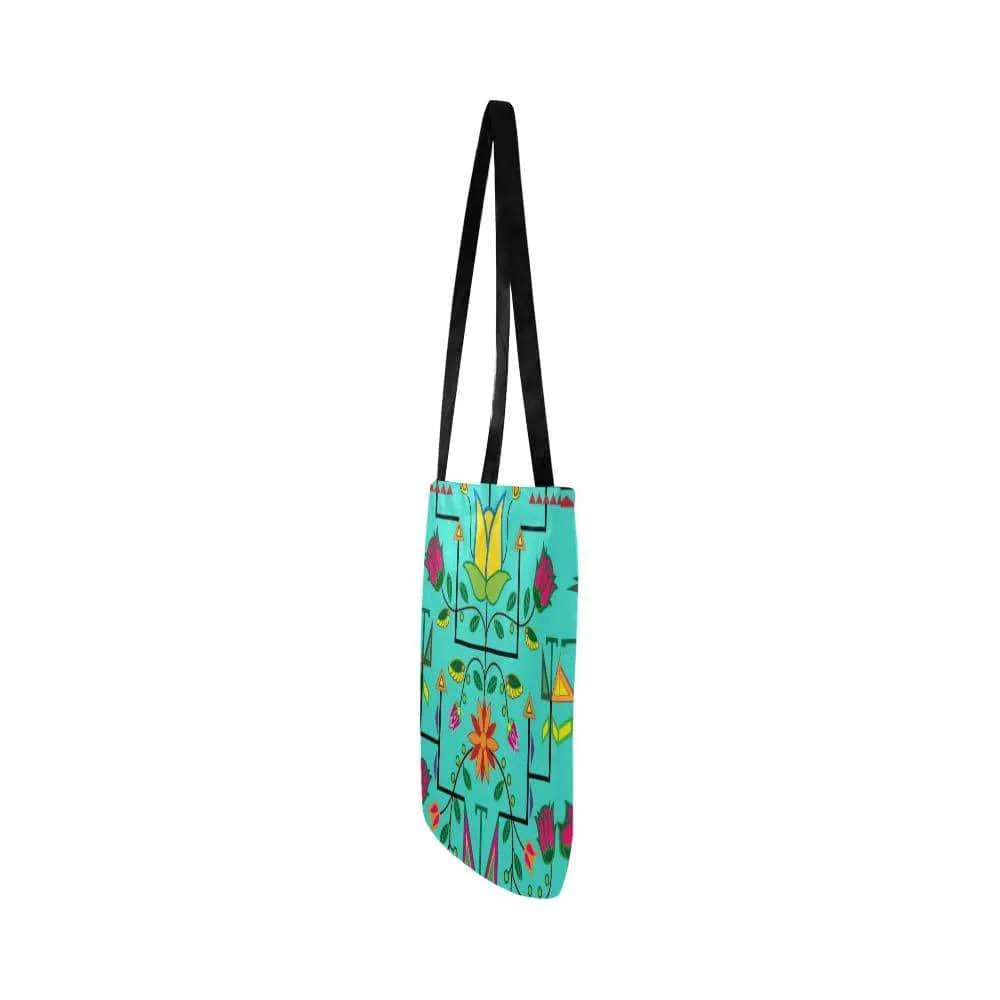 Geometric Floral Summer-Sky Reusable Shopping Bag (Two sides)