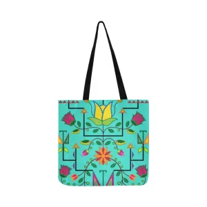 Geometric Floral Summer-Sky Reusable Shopping Bag (Two sides)