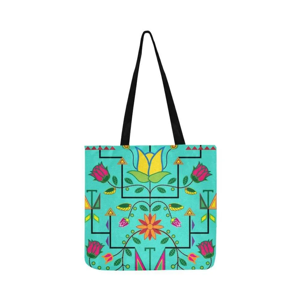 Geometric Floral Summer-Sky Reusable Shopping Bag (Two sides)