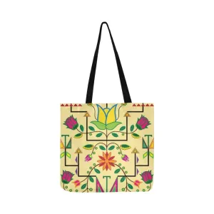 Geometric Floral Summer-Vanilla Reusable Shopping Bag (Two sides)