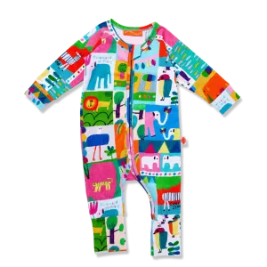 HALCYON NIGHTS SAFARI PARK LONG SLEEVE ROMPER