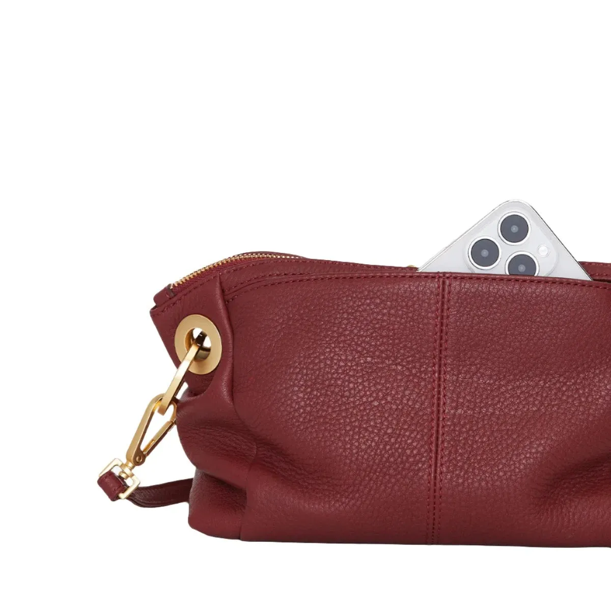 Hammitt Daniel Crossbody Clutch Sml - Pomodoro Red / Brushed Gold Hammered