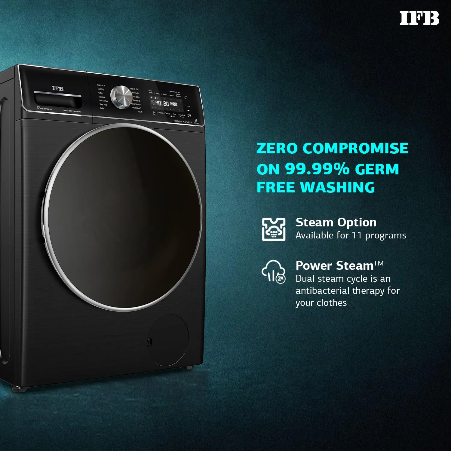 IFB Executive ZXB Laundrimagic 3-in-1 8.5 Kg/6.5 Kg/2.5 Kg Inverter Washer Dryer Refresh ( Black)