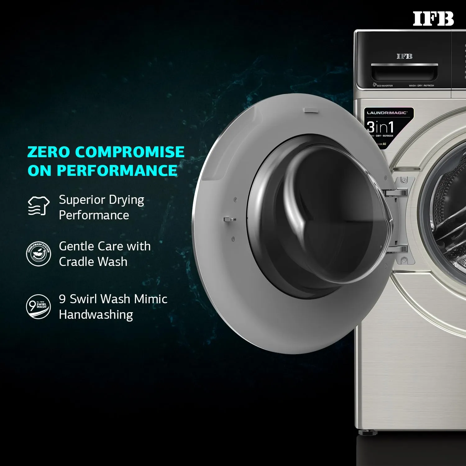 IFB EXECUTIVE ZXV Capacity 8.5 Kg/6.5 Kg/2.5 Kg Inverter Washer Dryer( Silver)