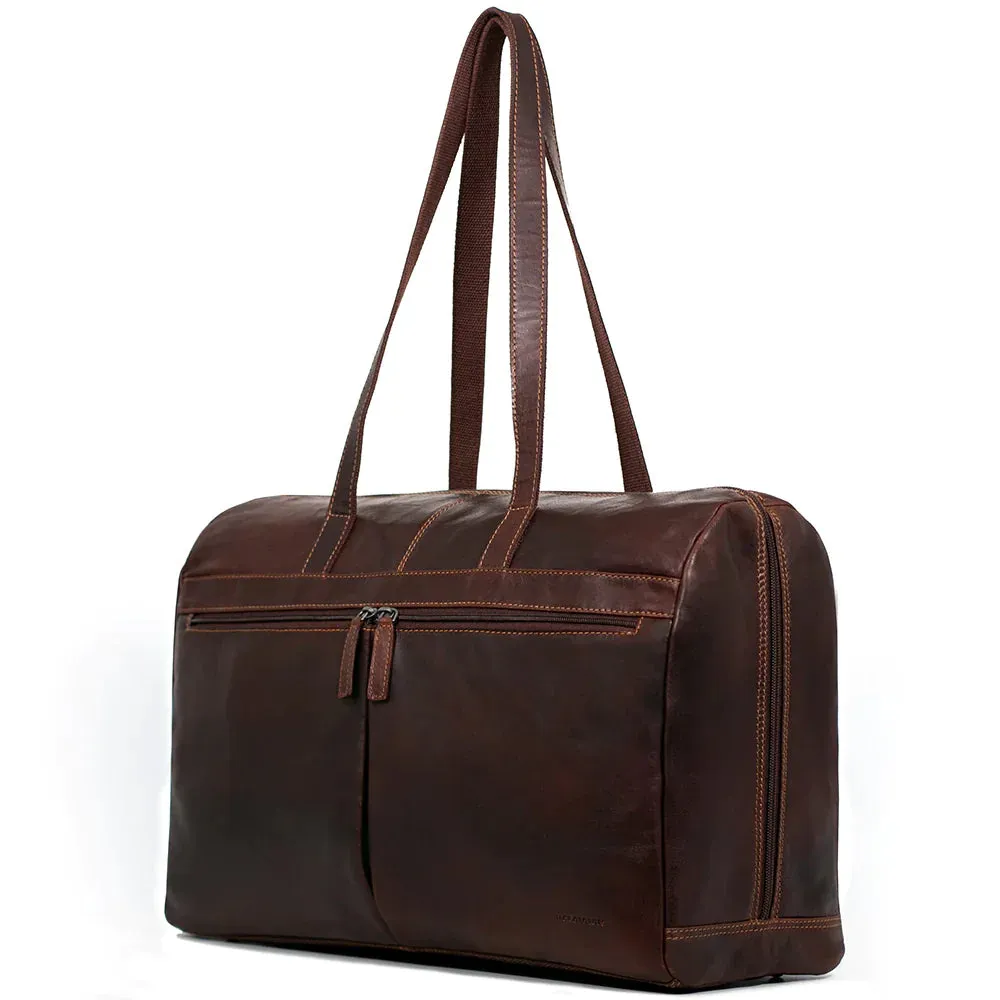 Jack Georges Voyager Uptown Leather Duffle Tote Bag
