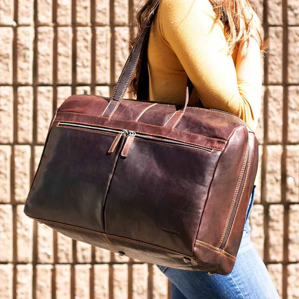 Jack Georges Voyager Uptown Leather Duffle Tote Bag