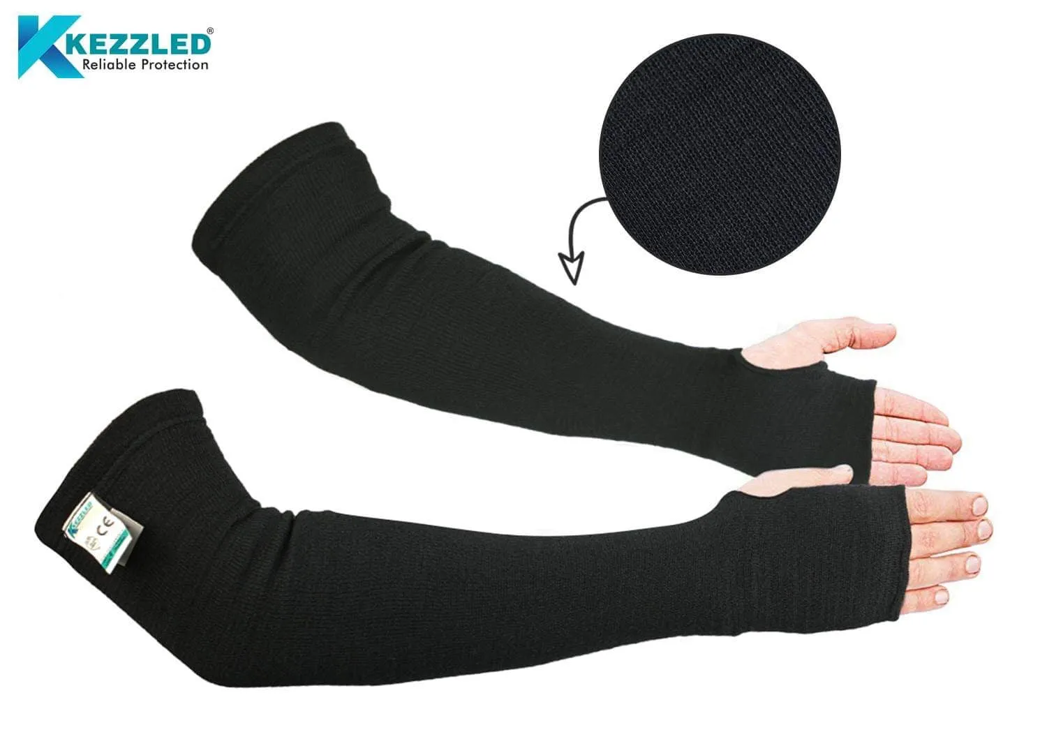 KEZZLED®- safety sleeves, safety products, Protective Arm Sleeves, Arm Guards Thumb Hole Black