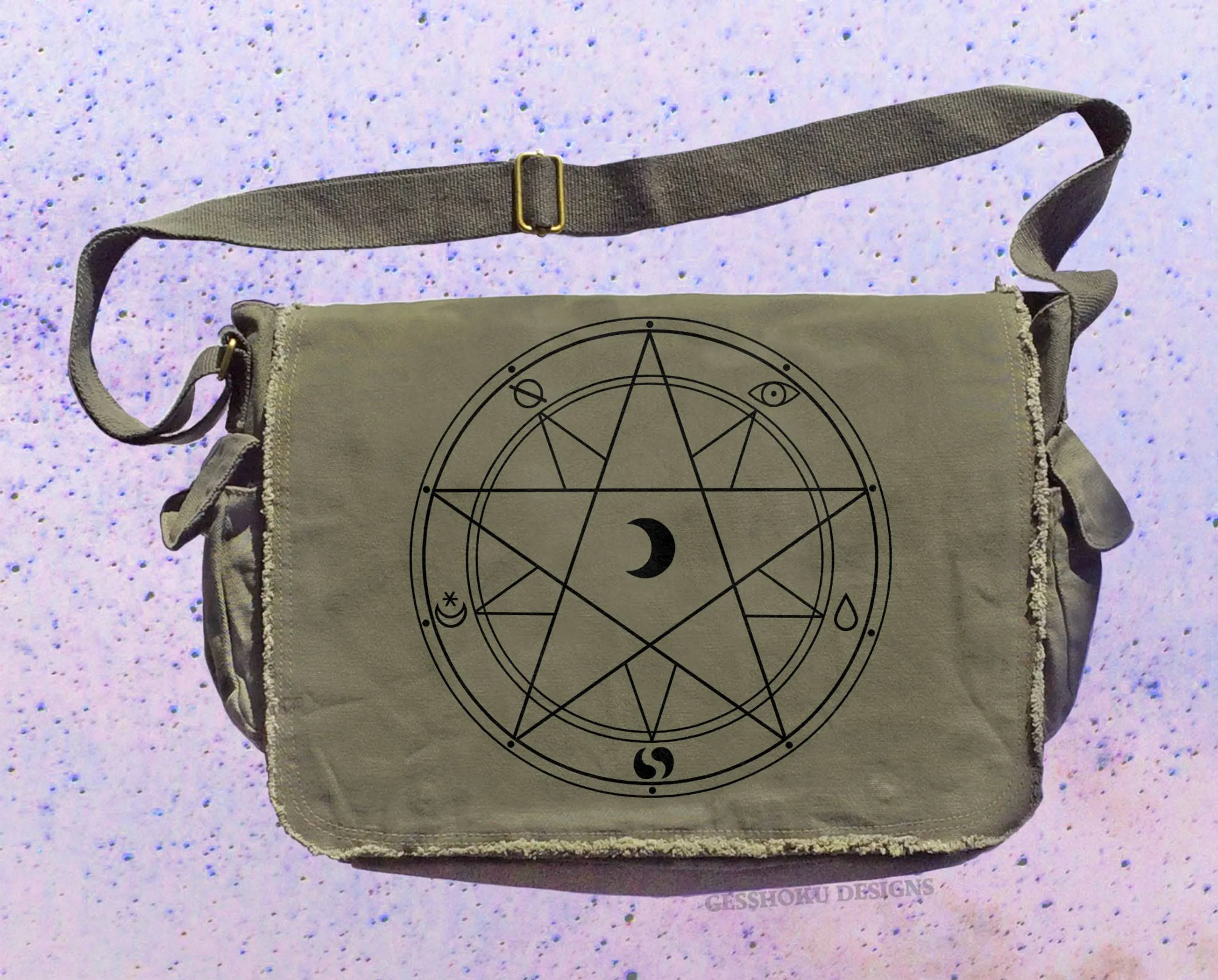Magic Circle Canvas Messenger Bag - Gothic, Witchy