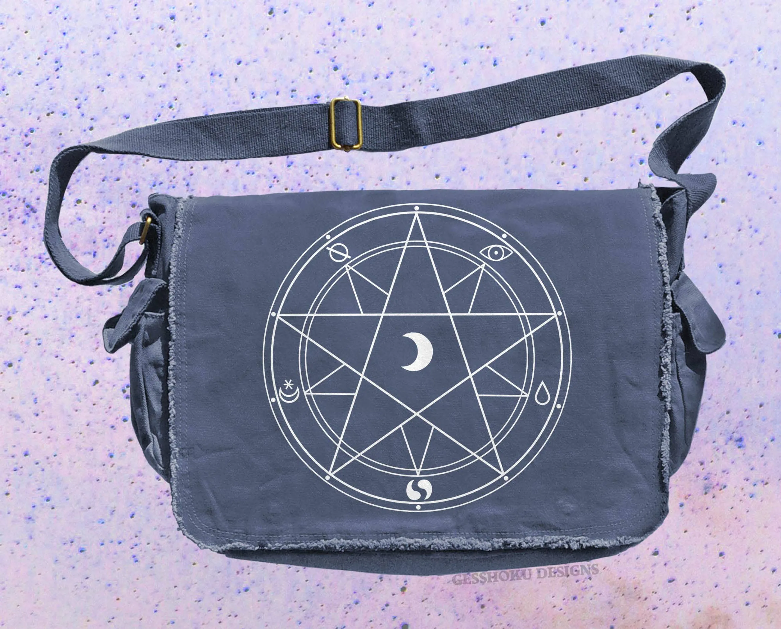 Magic Circle Canvas Messenger Bag - Gothic, Witchy