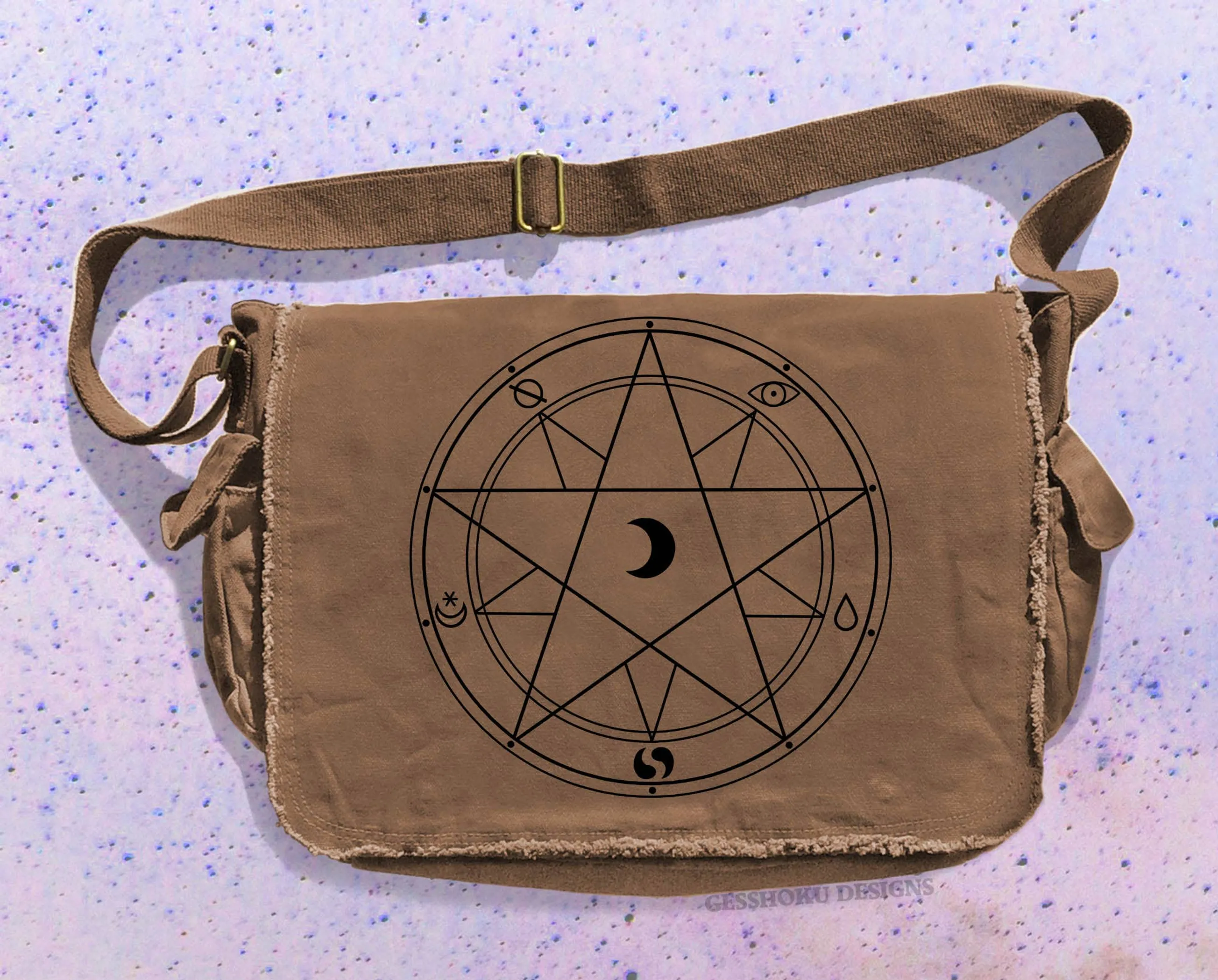 Magic Circle Canvas Messenger Bag - Gothic, Witchy