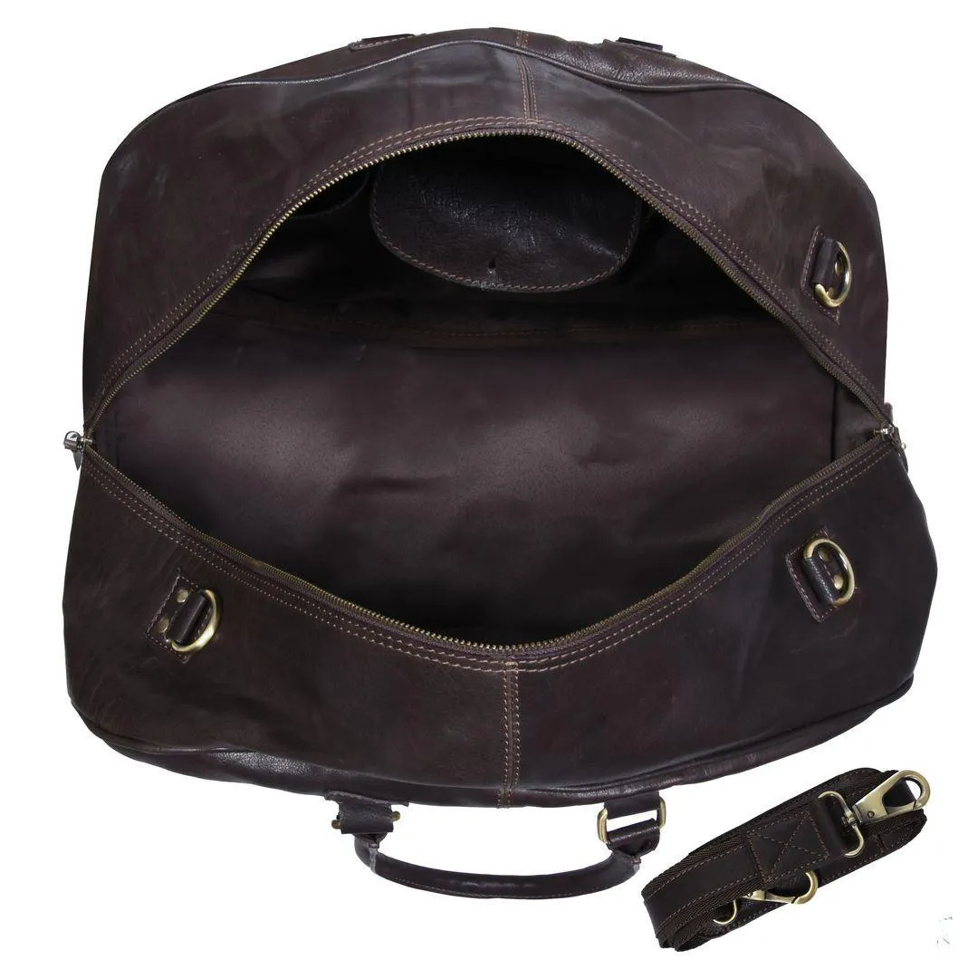 Mens Hand Made Real Leather Overnight Travel Gym Weekend Bag Duffle Carry On