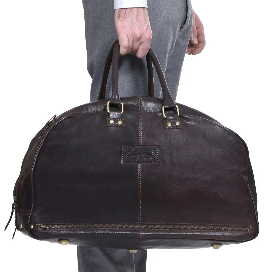 Mens Hand Made Real Leather Overnight Travel Gym Weekend Bag Duffle Carry On