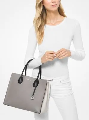 Mercer Large Color-Block Saffiano Leather Tote Bag
