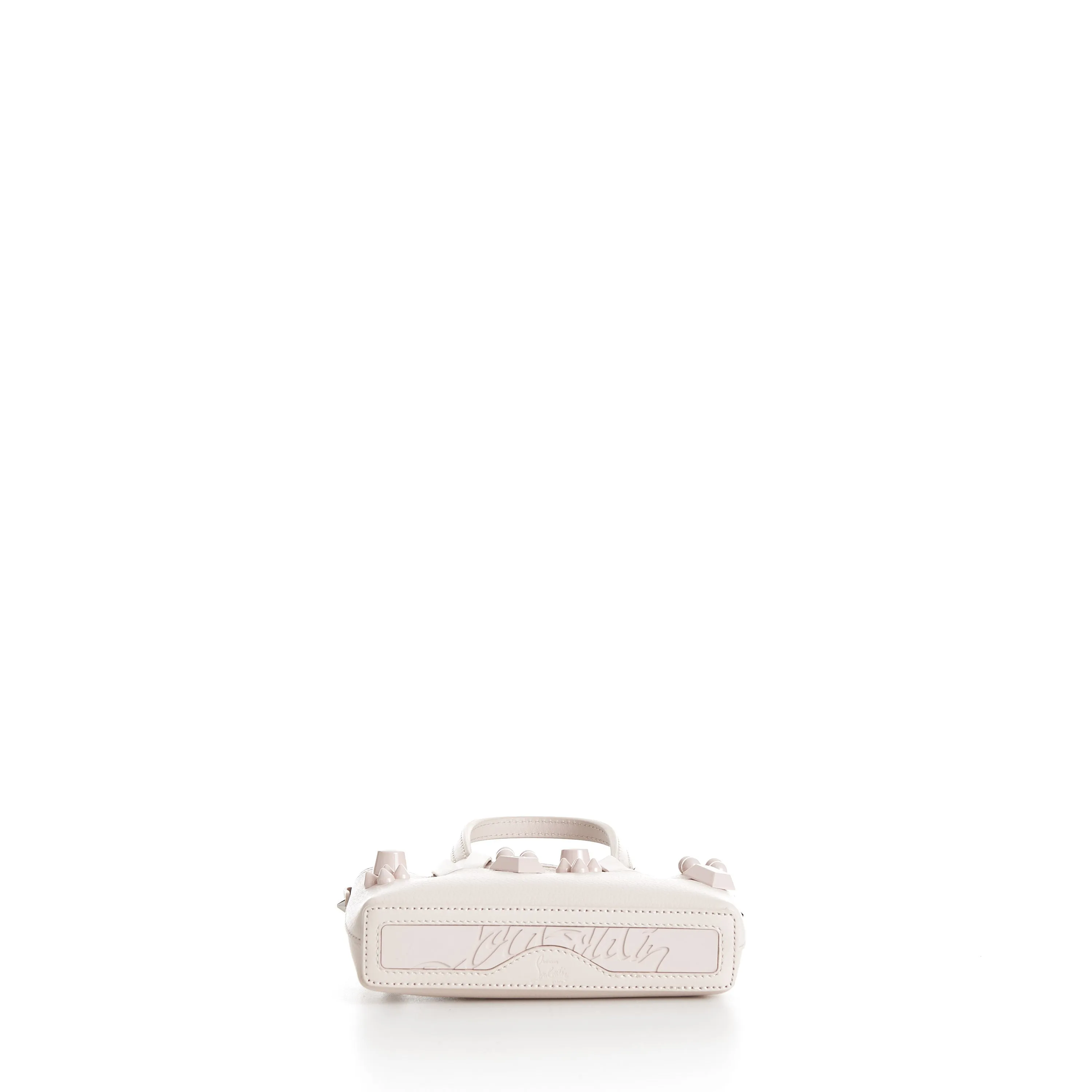 Mini Cabata E/W Bag - Milk White Leather, Grained, Spikes