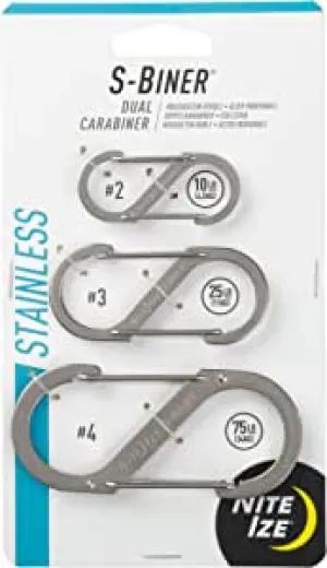Nite Ize SB234-03-11 S-Biner, Dual Carabiner-Stainless, 3 Pack