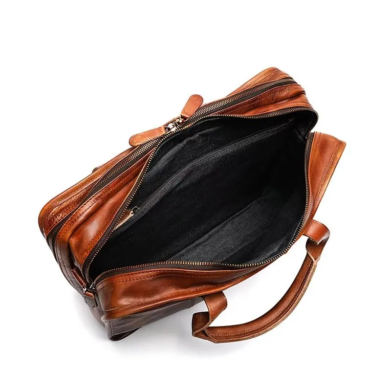 RetroLuxe Cowhide Travel Tote: Elegant Luxury Handbag