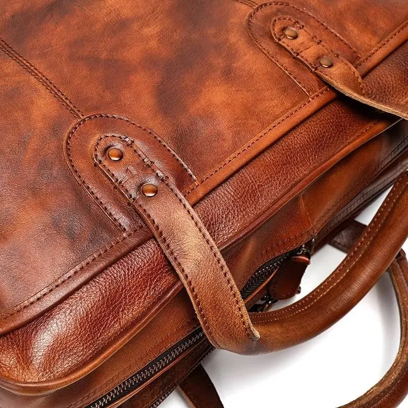 RetroLuxe Cowhide Travel Tote: Elegant Luxury Handbag