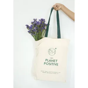 Reusable Cotton Tote Bag - Planet Positive - Off White