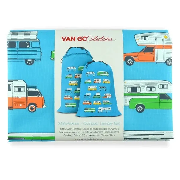 RV Camping Expandable Laundry Bag - A World of Caravans Blue