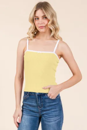 Scallop Edge Detail Cami Top W/ Bow Detail Scallop Edge Detail Cami Top W/ Bow Detail
