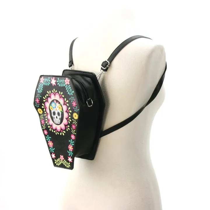 Sugar Skull Coffin Convertible Crossbody Bag & Backpack