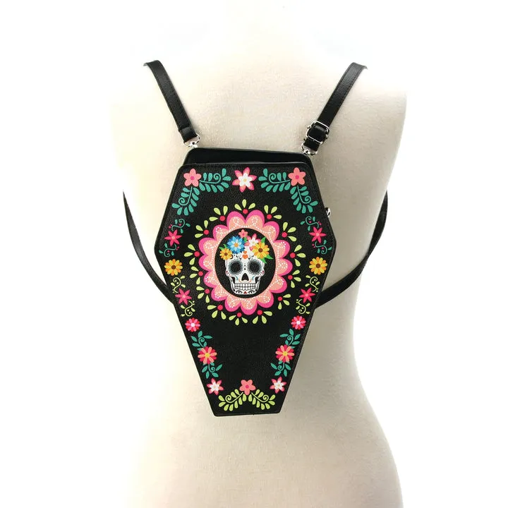 Sugar Skull Coffin Convertible Crossbody Bag & Backpack