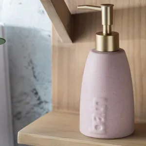 USHA SHRIRAM 320ml Soap Dispenser Bottle | Ceramic Soap & Lotion Dispenser Set | Kitchen Dish Soap Pump Dispenser Set | Hand Shower Washing Soap Dispenser (Design 1 - Pink, Pack of 1)