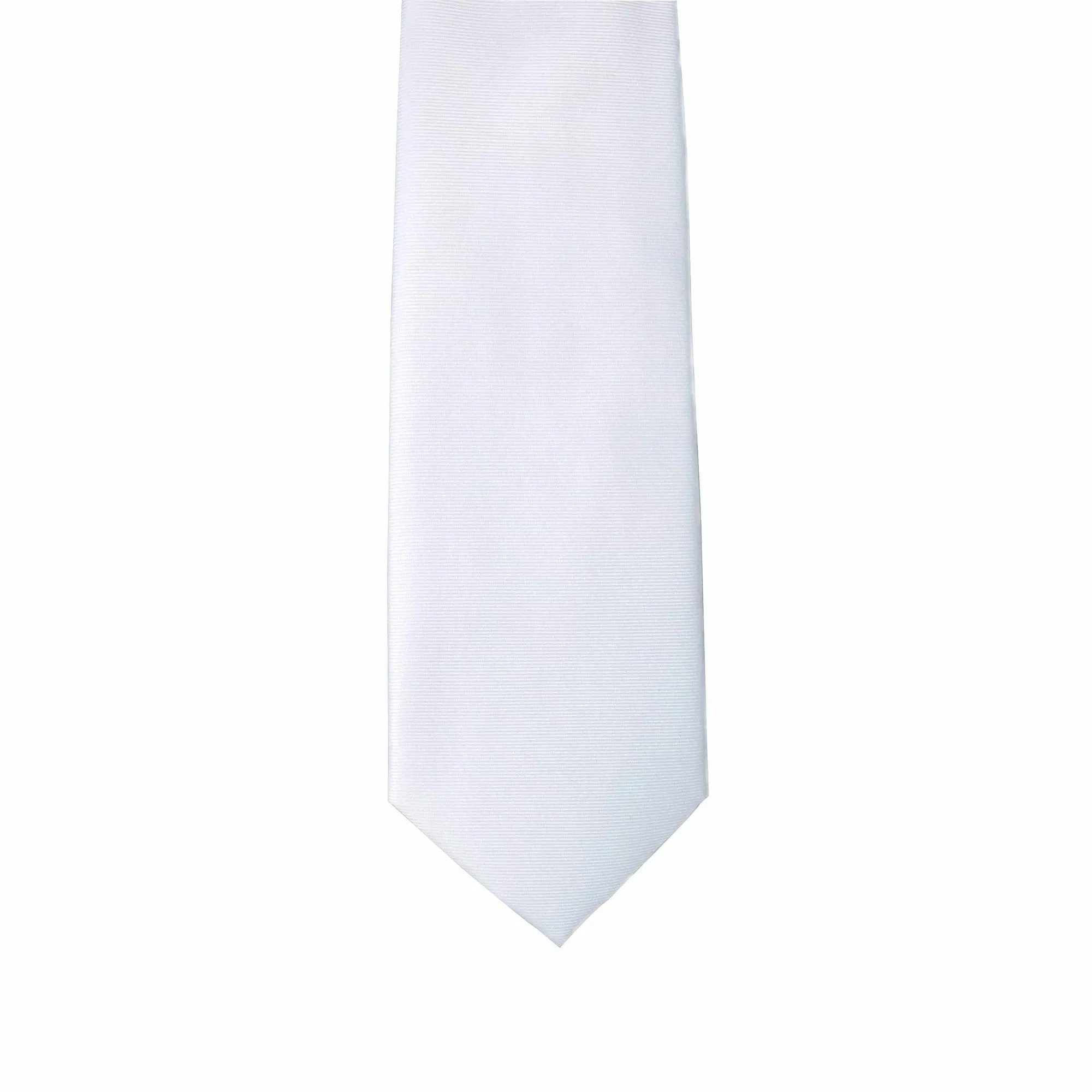 White Necktie with Horizontal Stripe - 8cm