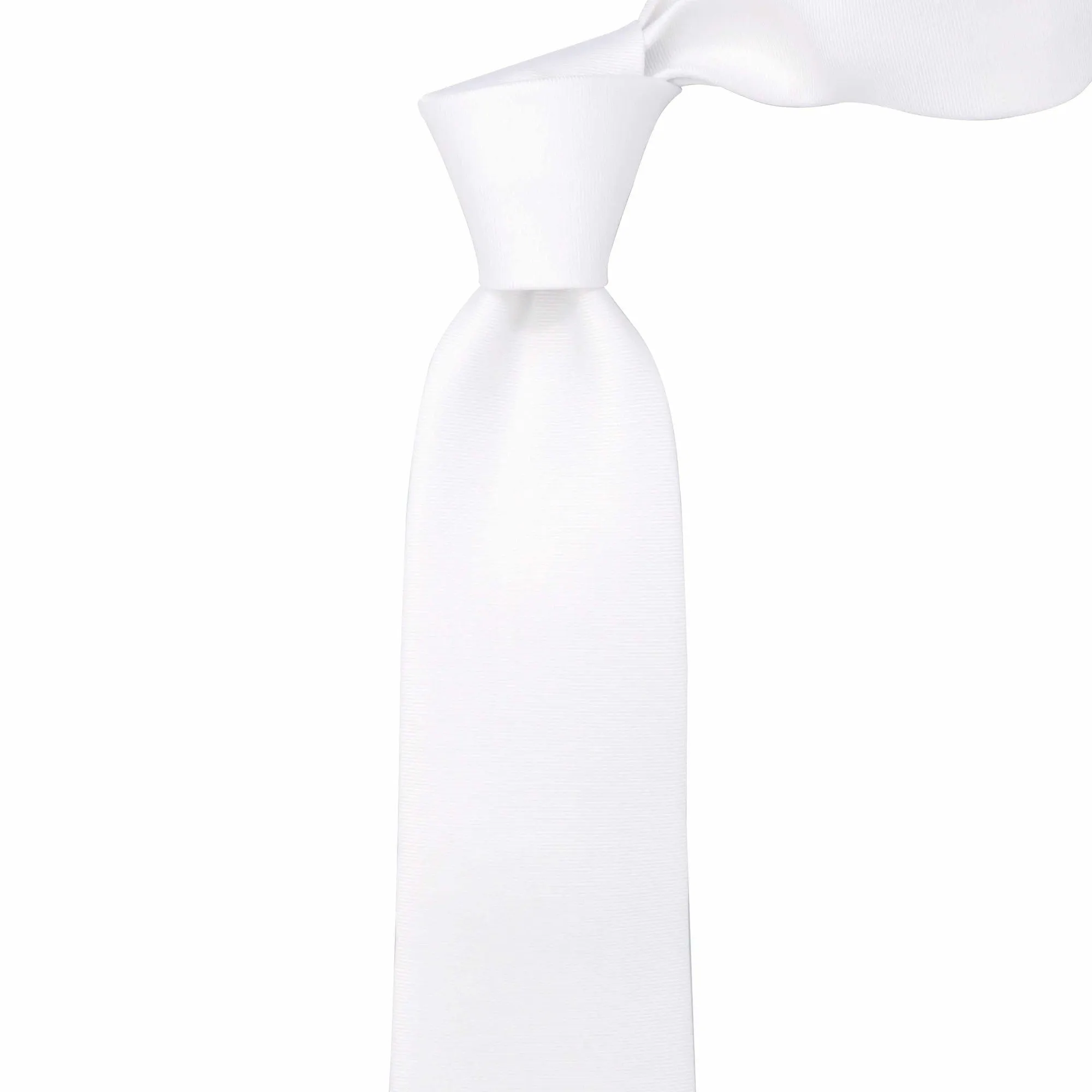 White Necktie with Horizontal Stripe - 8cm