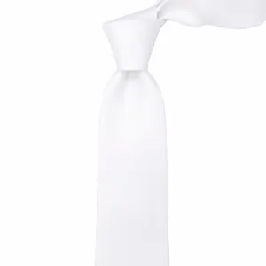 White Necktie with Horizontal Stripe - 8cm